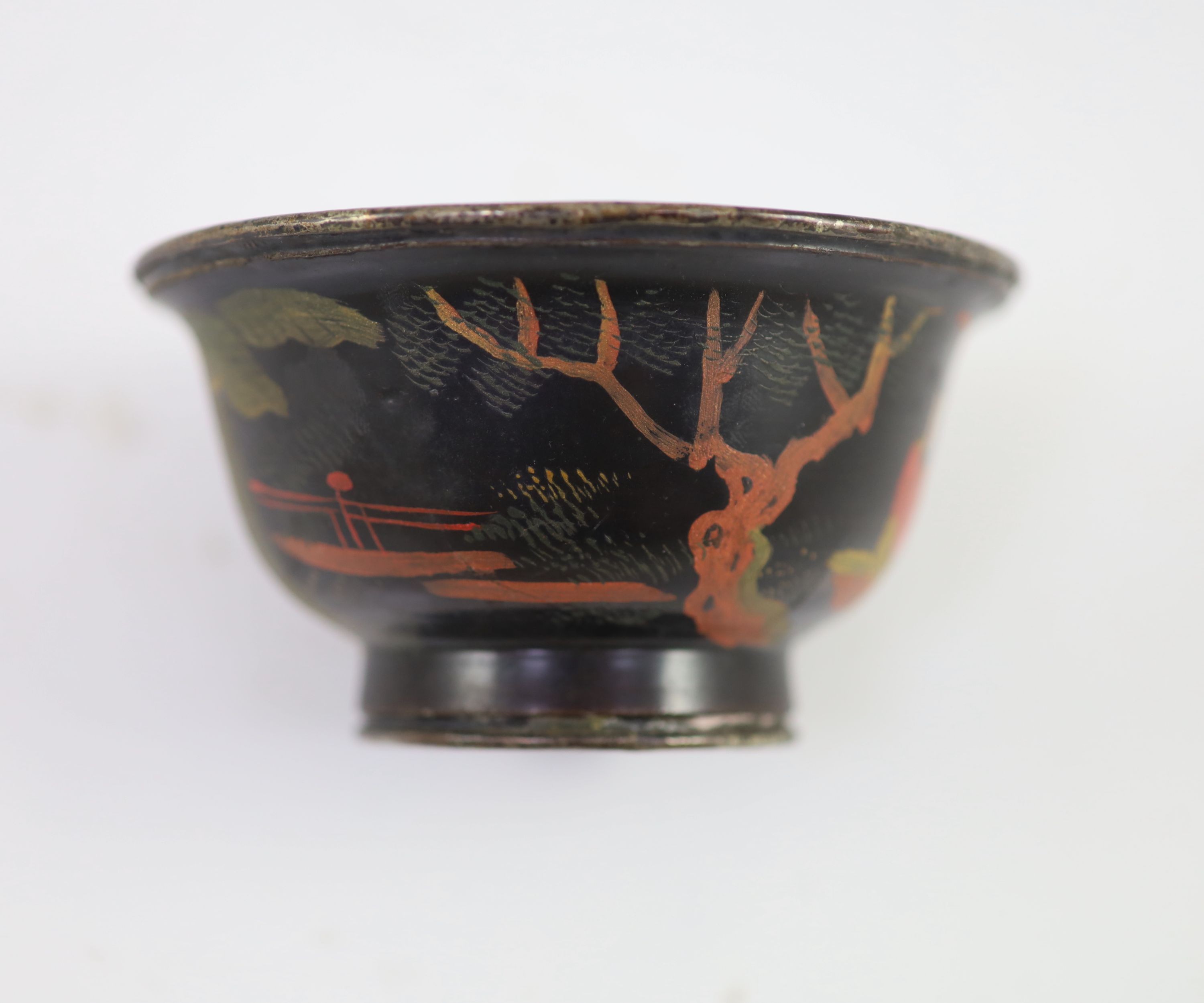 A Chinese late Ming lacquer cup and a similar dish, 17th century